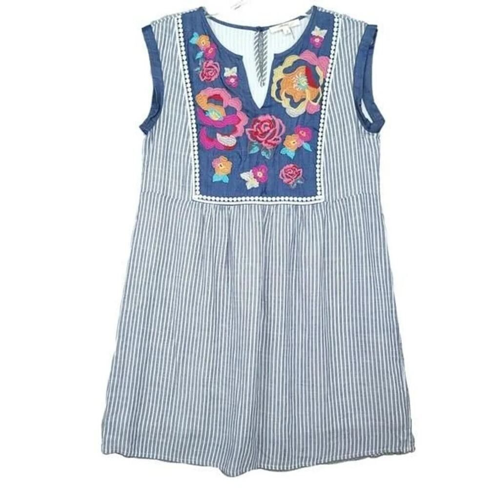 Andree Floral Embroidered A-Line Dress Small